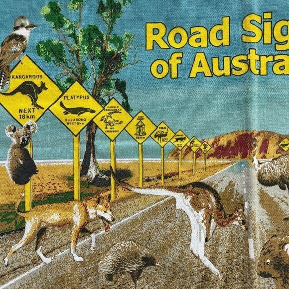 Citer Australia Road Signs Cotton Kitchen Tea Towel 28" X 17.75" Souvenir - Picture 4 of 11